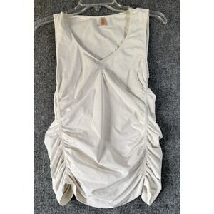 Tangerine Women's Shirt Top White Sz M/L  Ruched Stretchy‎ Casual Sleeveless